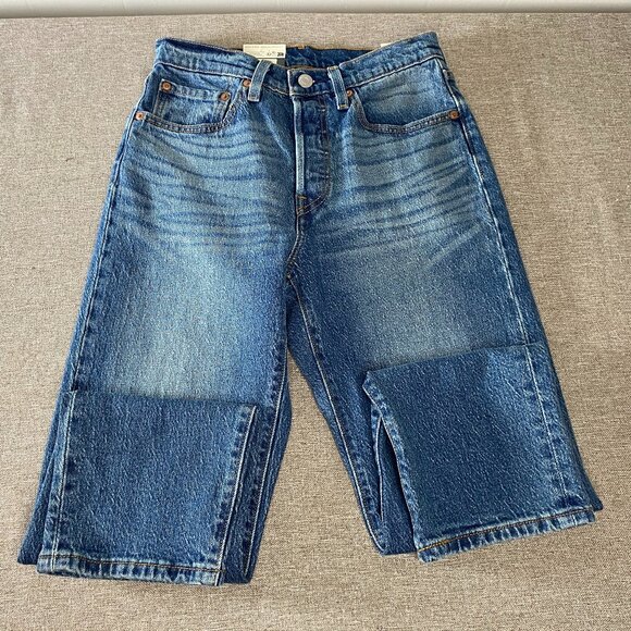 Levi's Premium 501 Cropped Denim Jeans Women's 26 Mid Rise Button Fly Blue NWT - Picture 3 of 15